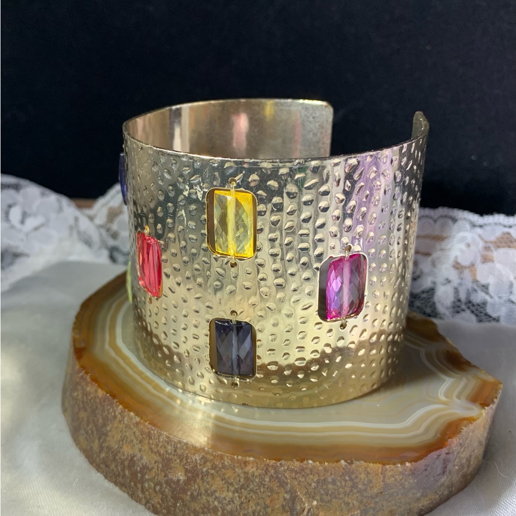 Vintage Gold Bracelet With Multicolor Gems